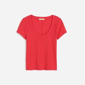 Madewell Red Short Sleeve Scoop Neck Tee NWT